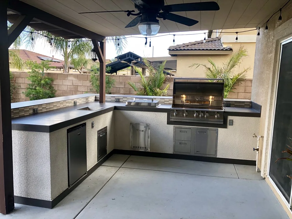 The Pacifica 7ft Modern BBQ Island - 84" W x 34" D x 36" H BBQ Island Cutout for 30" to 32" Built-In Grill - Ready to Ship